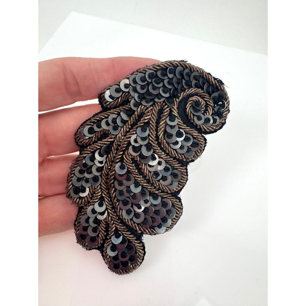 Colette Malouf 2010 Sequin Embroidered Statement Barrette Hair Clip